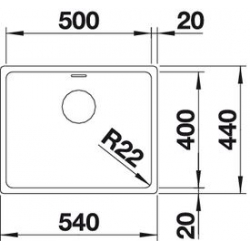 Zlewozmywak Blanco ANDANO 500-U z korkiem automatycznym InFino 522968